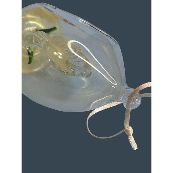 Handcrafted Glass Hummingbird & Flower Teardrop Diorama Ornament With Ribbon - Picture 6 of 7